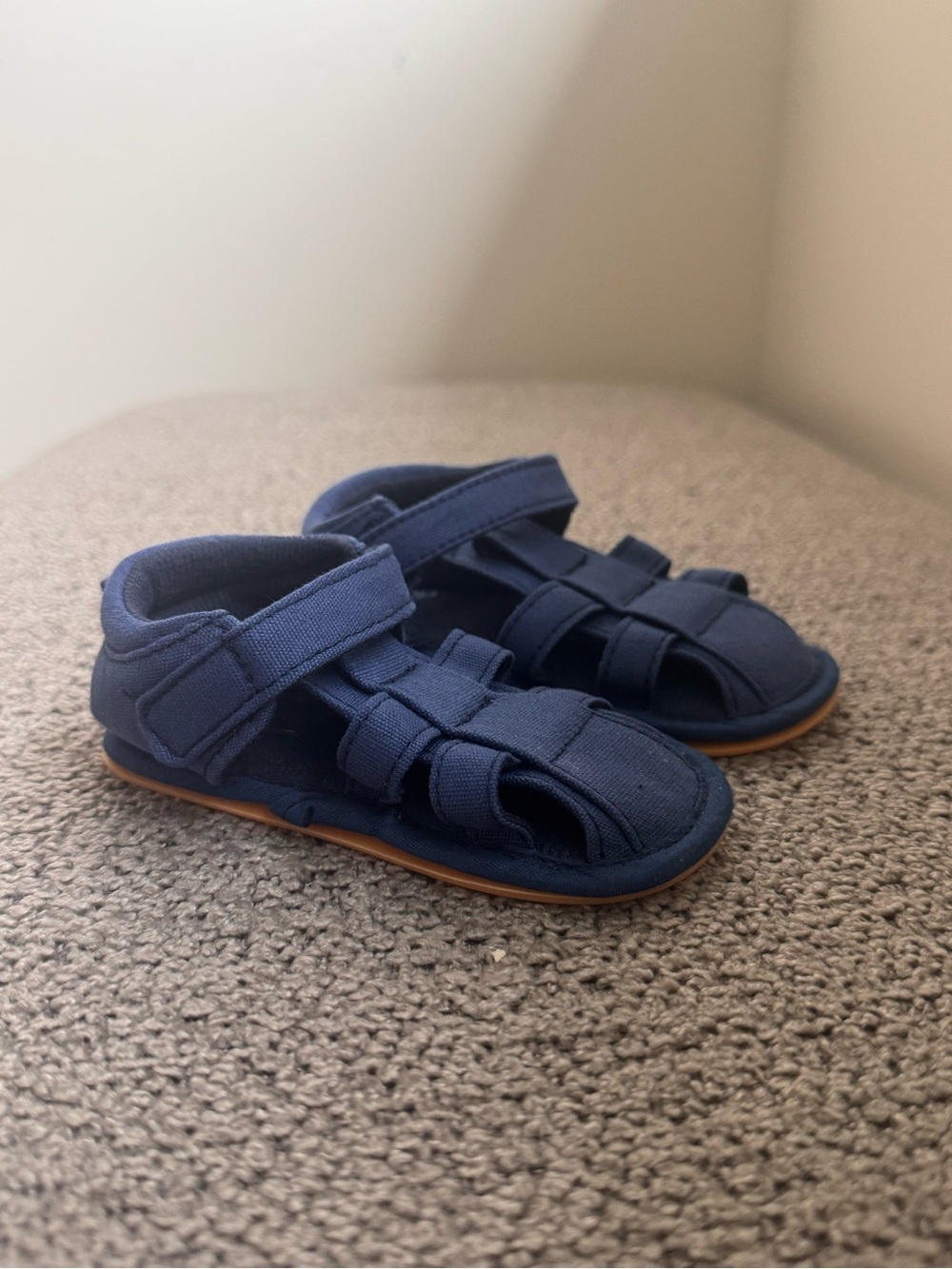 Toddler Navy Closed-Toe Sandals with Hook-and-Loop Strap